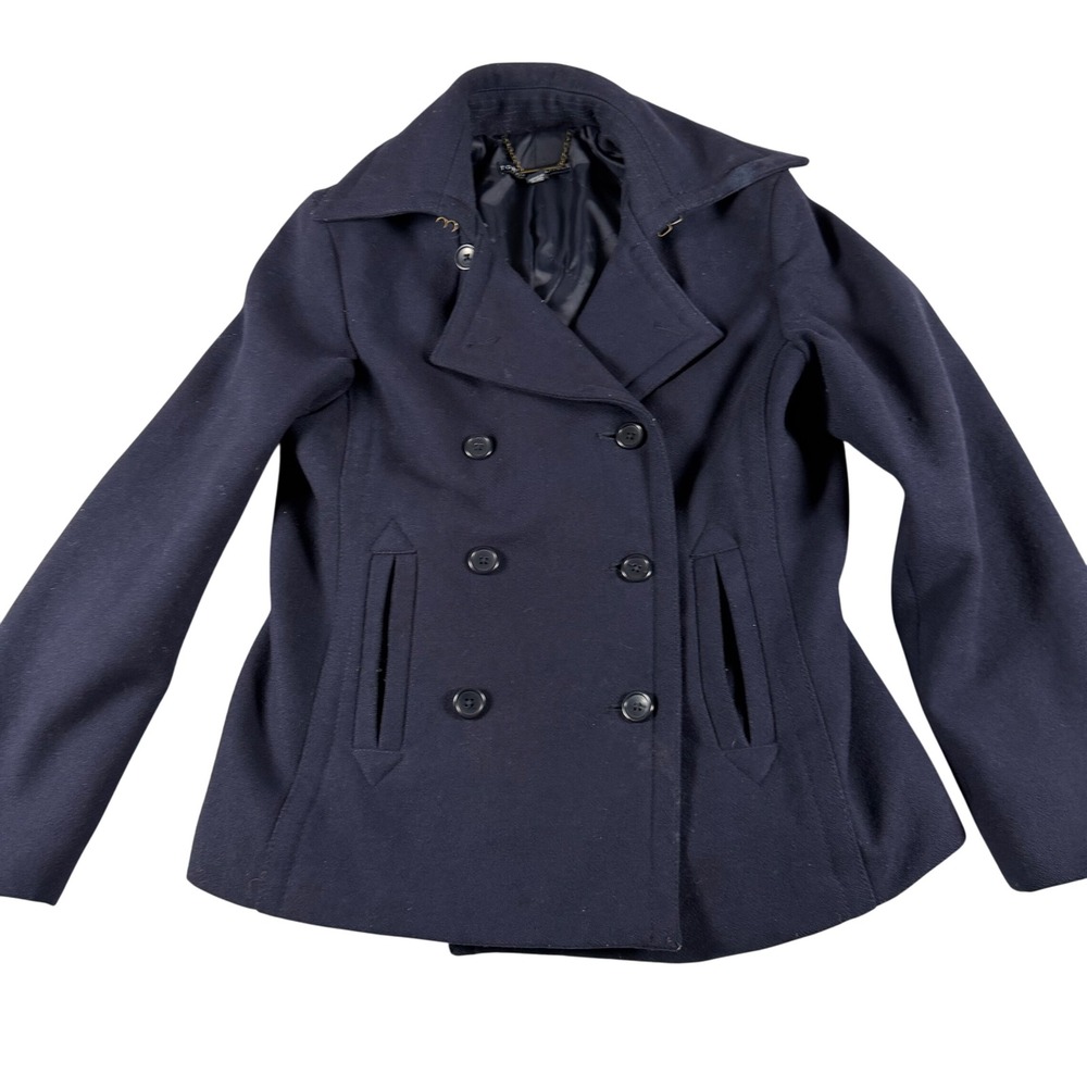 Tommy Hilfiger Women's Navy Wool Peacoat Sz 6 Double Breasted Classic‎ Lined